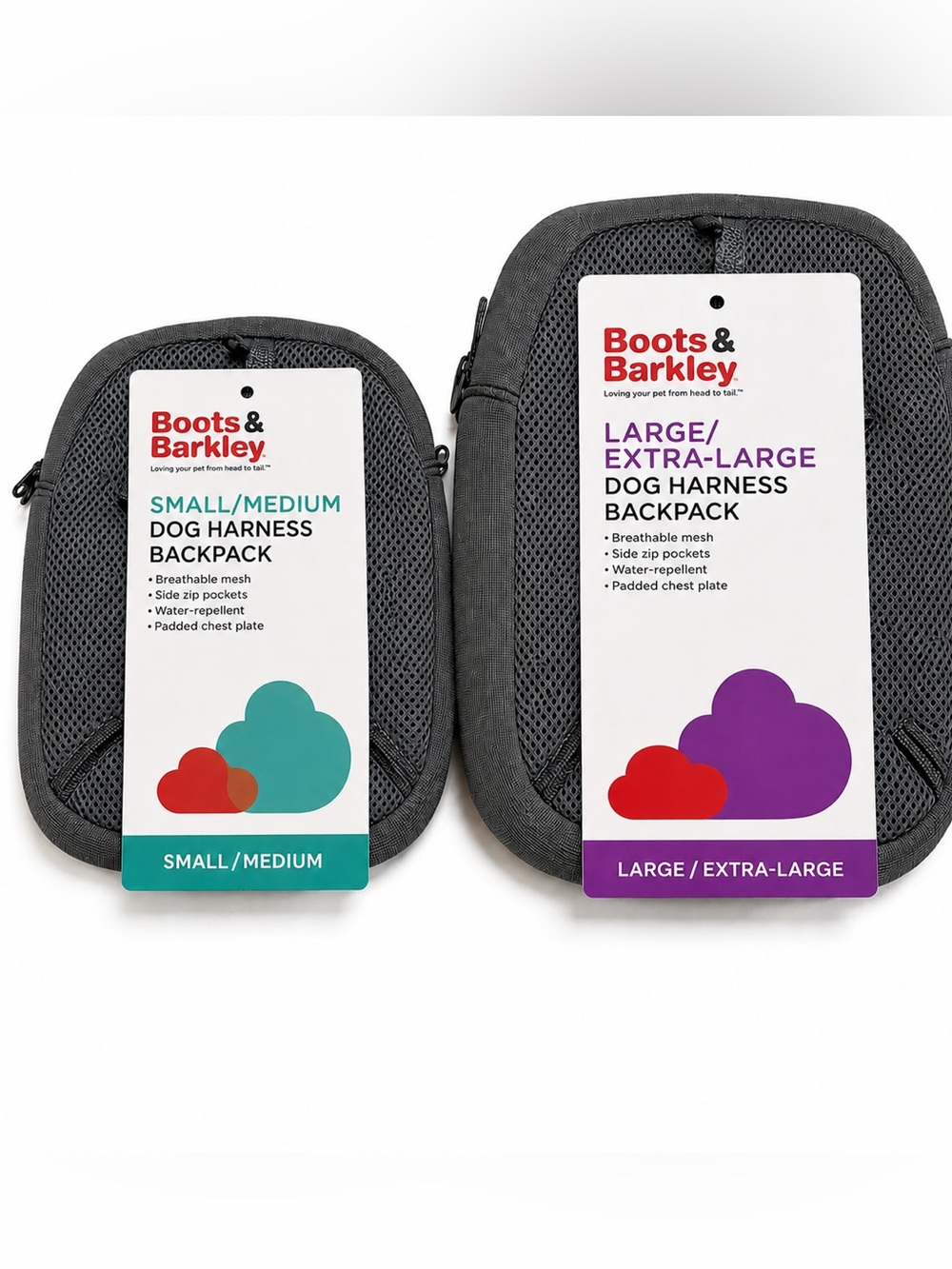 Boots & Barkley Gray Dog Harness Backpack small / medium or large/XL